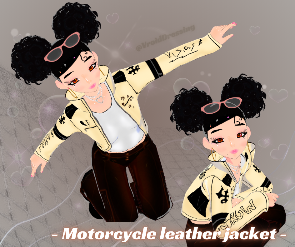 Motorcycle leather jacket + white shirt preview