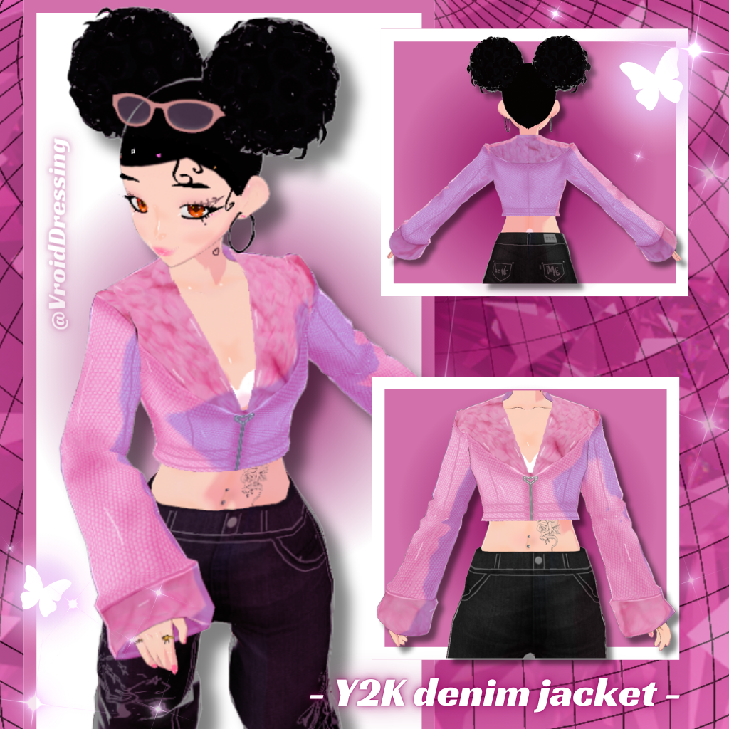 Y2K pink denim furr jacket 💗 preview