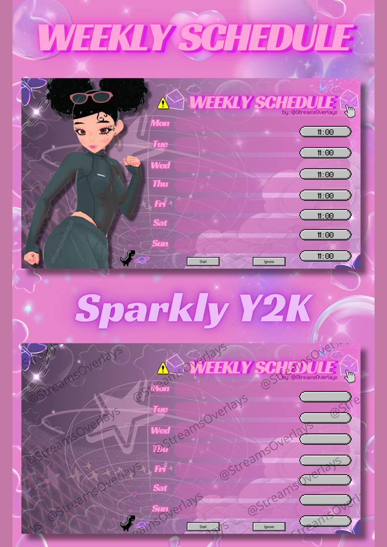 Sparkly Y2K Weekly Stream Schedule (v2) ✨ preview