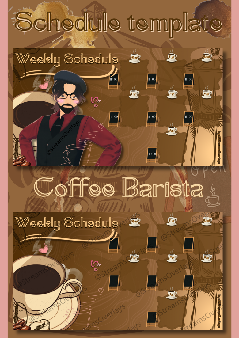 Coffee Barista Weekly Stream Schedule template ☕ preview