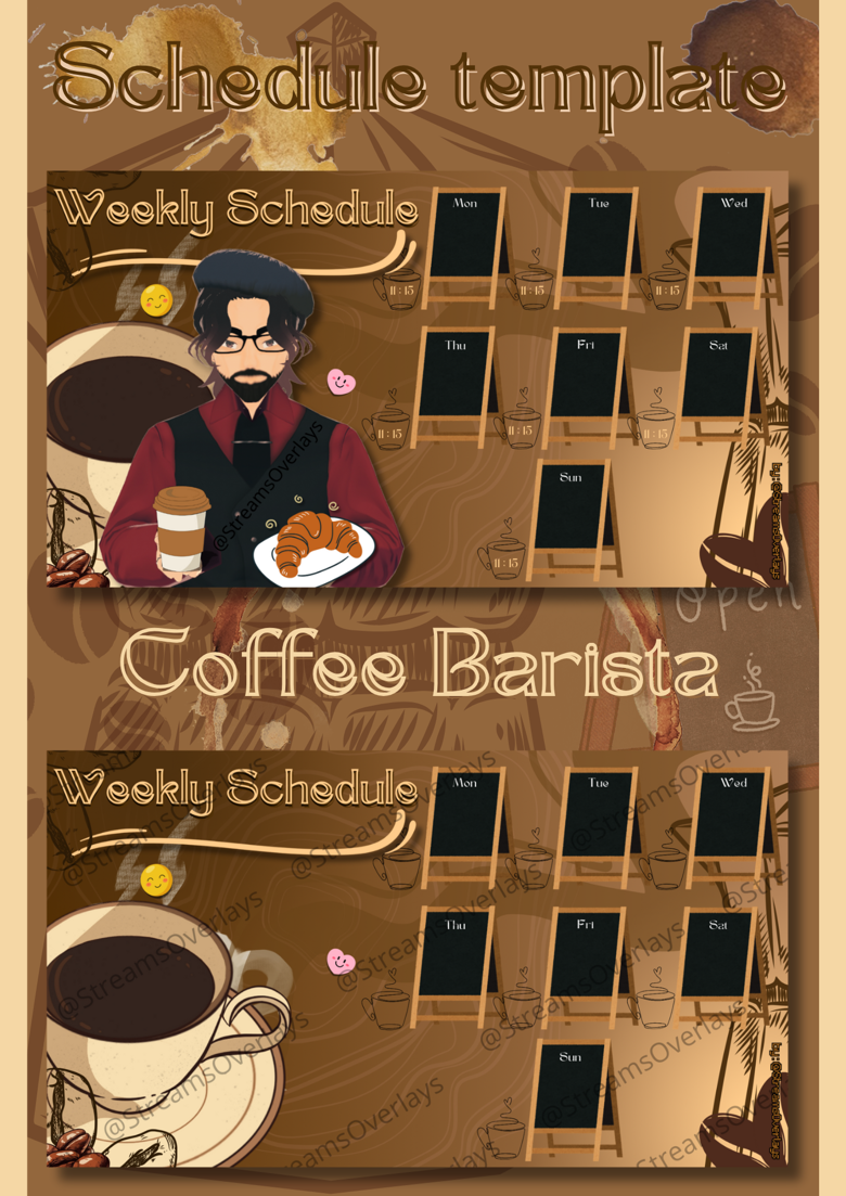 Coffee Barista Weekly Stream Schedule template (v2) ☕ preview