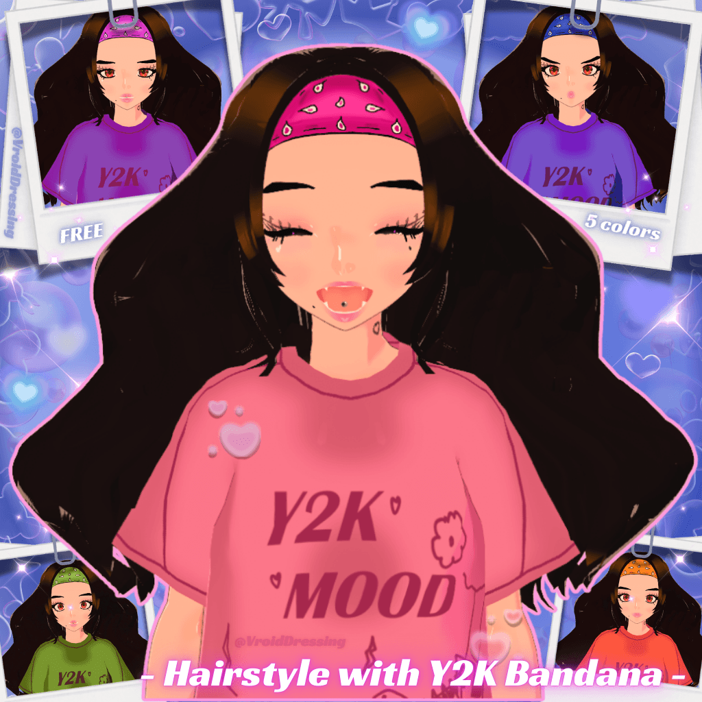 FREE Hairstyle with Y2K Bandana — 5 colors preview