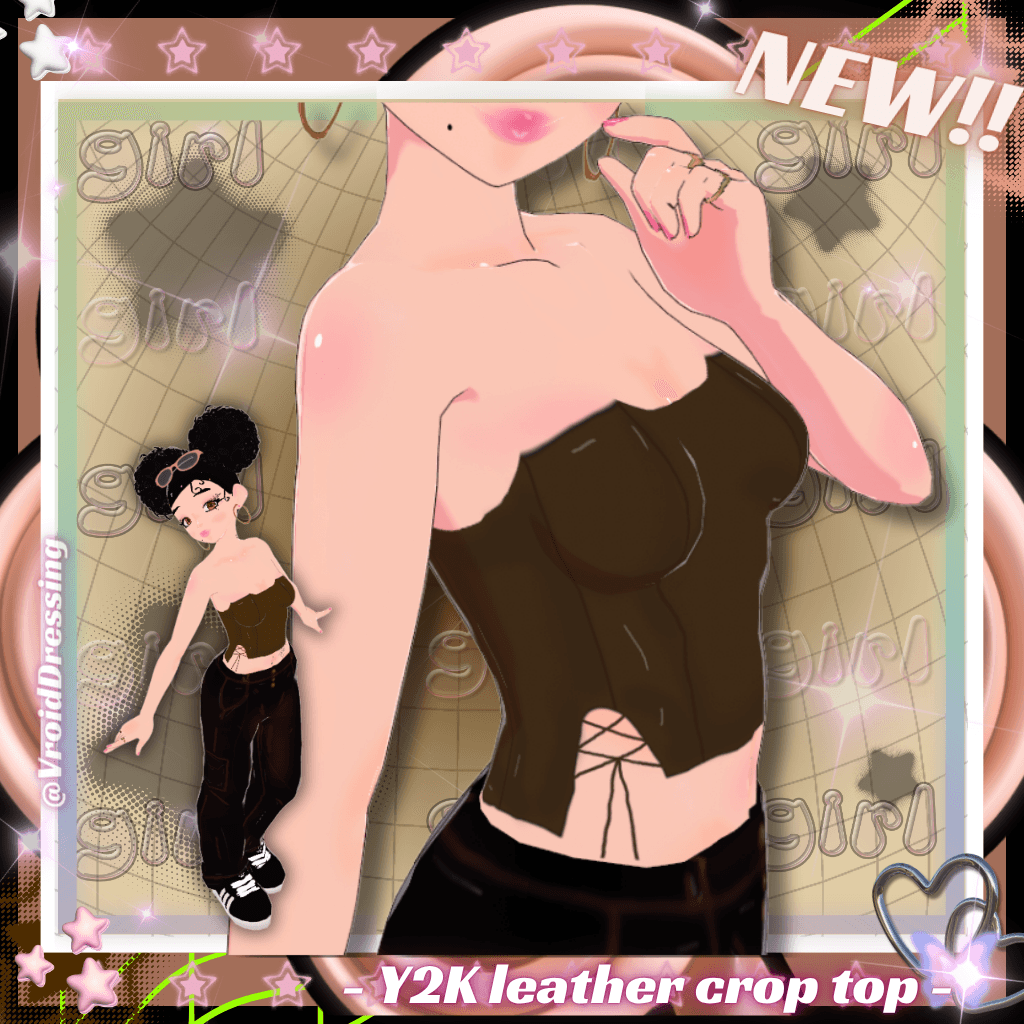 Brown Y2K leather crop top preview